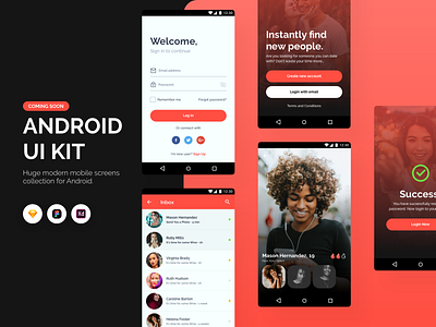 Android UI Kit adobexd android app clean ui clean ui design design design app design system figma mobile product design sketch template ui userexperience ux