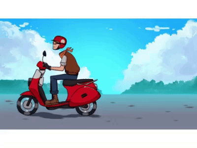 Scooter 2d animation after effects character animation motion graphics scooter