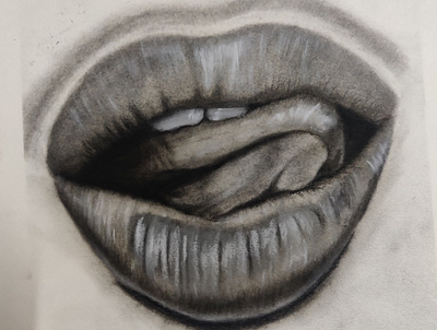 lips charcoal lips sketch