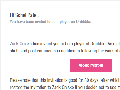 Got an invite from the creator dribbble dribbble invite invitation player sohel patel zack onisko