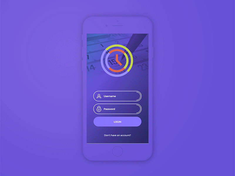 ICMED Plan Login UI animation clock interaction login mobile motion plan purple time ui user ux