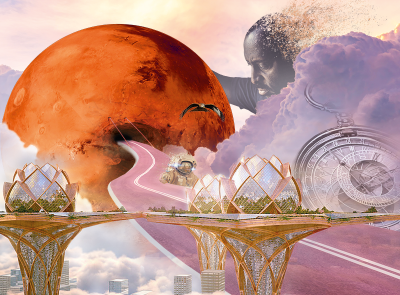 Creation of a photomontage on the theme of the road to March graphic design illustration