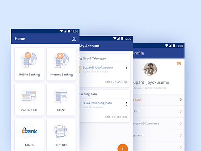 BRI Mobile Banking Redesign account android banking finance illustration ios material mobile ui web