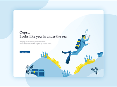 404 Error Page design diving error graphicdesign homepage illustration lost page sea webdesign