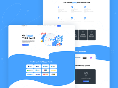 Payment Platform for Chinese Company blue branding card chinese clean currency design exchange illustration interface landing modern payment typography ui ux wallet waves web