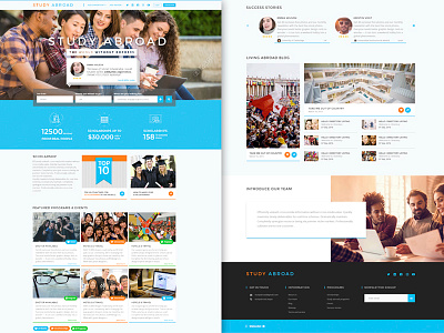 Study Abroad blog design landing page learning photo site students study ui university ux web