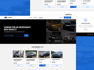 Carauction auction auto blue car design ecommerce interface site store ui ux web