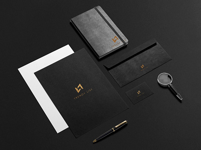 Trendy List Branding black branding business card corporate identity envelope gold logo note