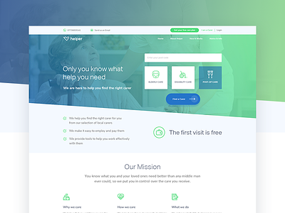 Helper Healthcare Website Project - Part 1 clean design healthcare icon interface landing page placeholder platform site ui ux web website