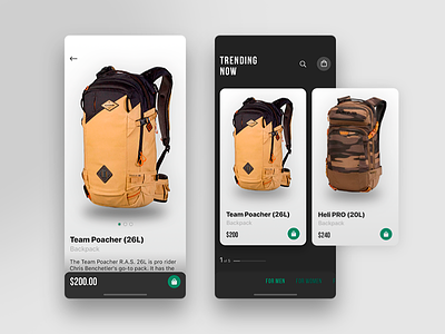 E-commerce App Concept app apps bags black card checkout design e-commerce green interface iphone mobile product ui ux