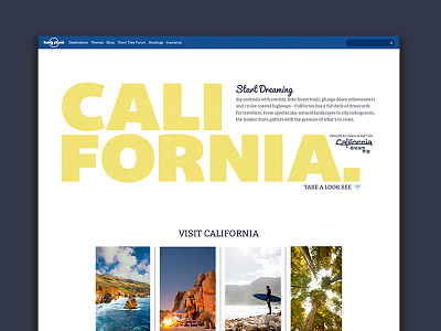 California hub california tourism travel typography ui video website