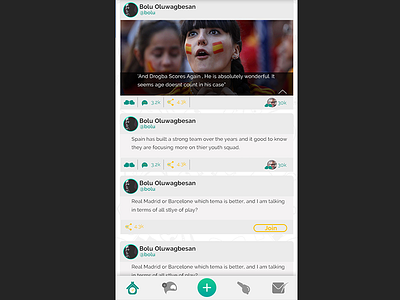 Pinfoot Ui football layout news feed social media uiux