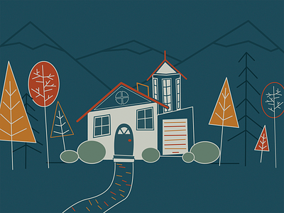 House in the (Foot)Hills 31 days of spooky 31daysofspooky autumn design fall halloween house illustration illustrator mountains october trees vector