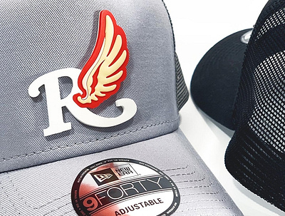 Winged "R" Trucker hat apparel branding design diy mixed media typogaphy