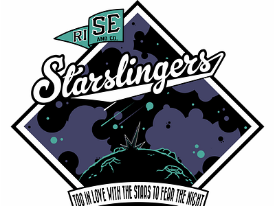 Starslingers baseball illustration space age spacetone vector