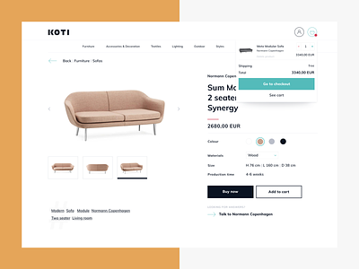 Product preview cart design furniture landing page shop ui ux web webpage