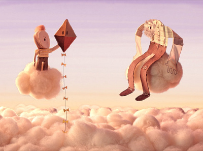 the kite 3d animation handmade illustration stop motion stopmotion textile