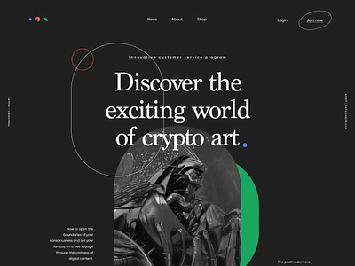 Crypto Art Landing Page Animation cryptocurrency defi digital art nft marketplace web3 website