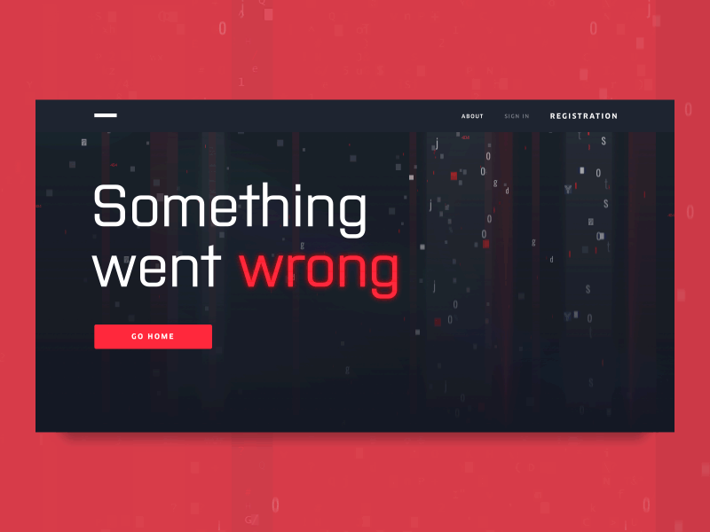 Animated 404 Page for Cryptocurrency Exchange Website 404 animated background animation blockchain bold colors cryptocurrency decentralized error page experimental futuristic glitch interaction matrix motion technology transitions ui ux wrong page zajno