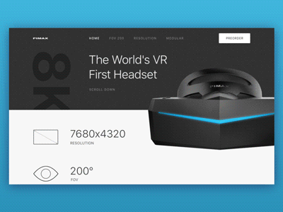 Homepage Design Animation for VR Headset Company