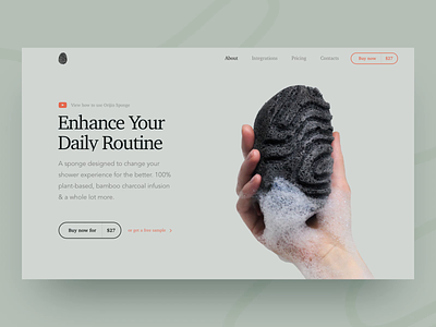 Promo Website Animation for Bamboo Charcoal Sponge beauty care brand cosmetics e commerce landing page product skincare store website