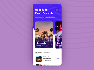 Mobile App Animation for Hunting Music Festivals animated experience animation application interface bright colors clean data visualization festival minimalist mobile mobile app design motion music search service simple technology transition ui ux whitespace zajno