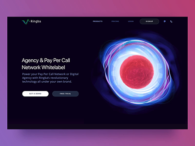 New Product Page Design for Global Telecom Platform abstract celestial body companion cosmos dark colors experimental futuristic new product orb promo website revolutionary ringba space technology ui ux vibrant web design zajno