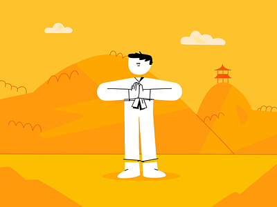 Kung Fu Master Animation character design china creative drawing flat illustration illustration art minimal procreate ipad pro simple vector zajno