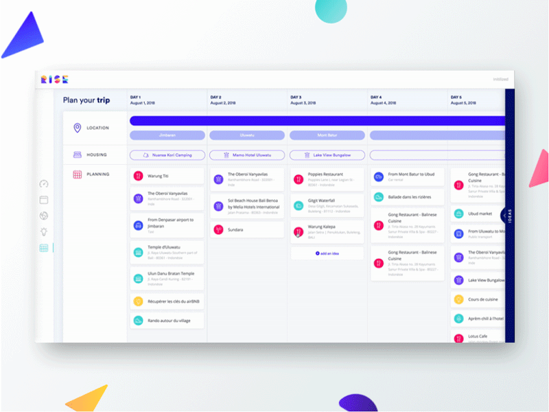 Rise app design gobelins interactive itinerary planning timeline travel travel app ui ux