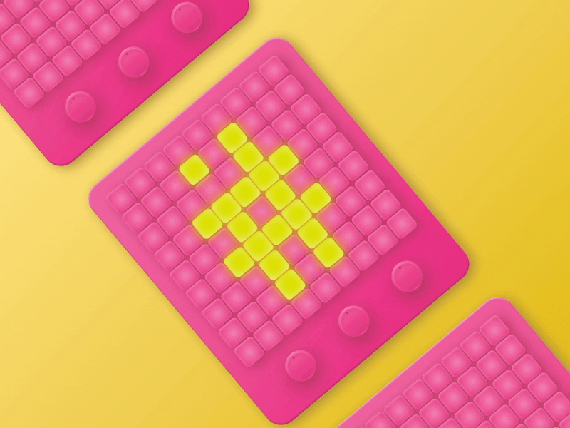 Pink Pad loop 2d branding cartoon color controller design emoji flat hashtag heart illustration logo midi music pad piano pink play vector yellow