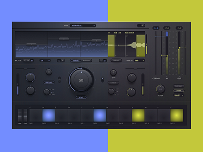 Dark UI 2d audio button controlls dark design flat graphic design illustration kit knob lemon music neon switch typography ui ux vector violet
