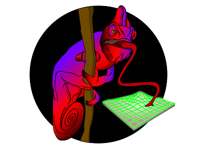 Chameleon Drawing chameleon illustrator logo purples reds vector