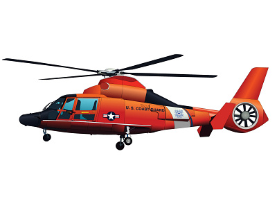Coast Guard Chopper Vector Drawing chopper coast guard helicopter illustration military orange usa vector