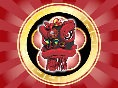 Chinese Lion Dance Group Logo chinese identity kung fu lion logo lucky red vector