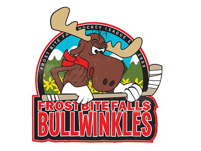FrostBite Falls Bullwinkles bullwinkle classic cartoons hockey illustration rocky