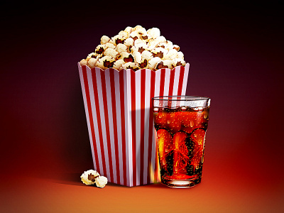 Popcorn And Cola cola food glass ice icon popcorn snacks ui water 牛mo王