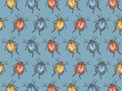 Beetle Pattern beetle bugs hand drawn illustration pattern repeat pattern