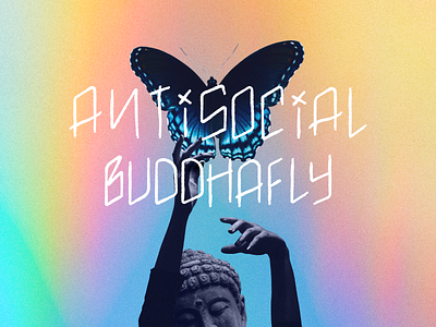 Antisocial Buddhafly Cover Art album art album cover album cover design buddha butterfly collage cover art font handwritten typography