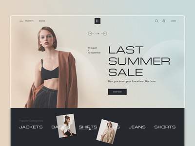 Clothing brand banner clothing concept e commerce landing store typography ui