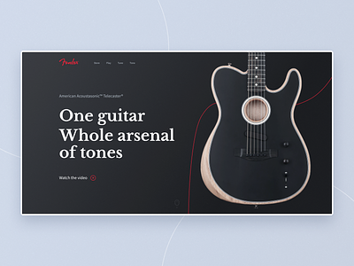 Fender Acoustosonic Telecaster design fender first screen guitar minimal music typography ui ux web