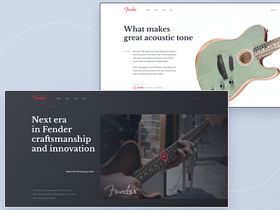 Inner pages design design fender first screen guitar minimal music typography ui ux web