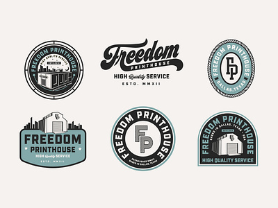 Freedom Printhouse Badge Design badge badge design branding design graphic design illustration logo typography vector vintage badge