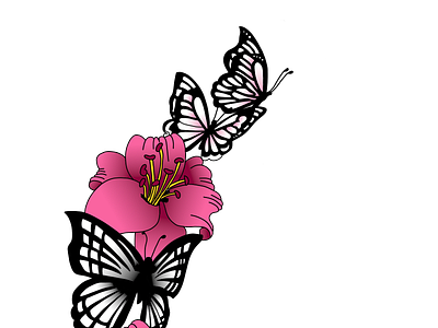 Butterflies and Lillies Moon butterflies custom custom art design digital art floral floral moon illustration logo