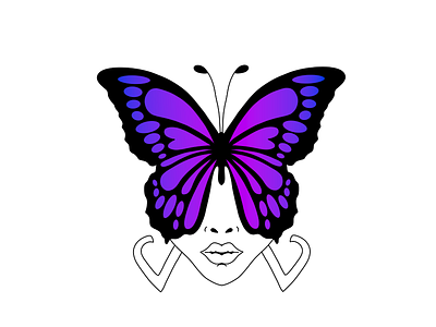 Butterfly Face blue butterflies butterfly face custom custom art design digital art illustration logo purple