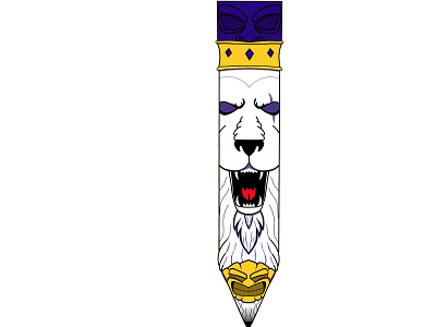 Leon Blanco Tiki Pencil custom custom art design digital art illustration lion logo pencil purple white
