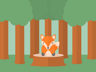 Fox Dream animal color flatart fox inkscape trees vector