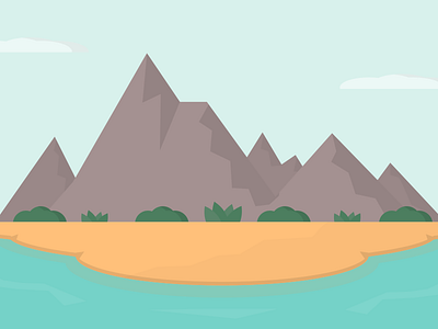 Island in the Sun color flatart inkscape landscape mountains ocean vector