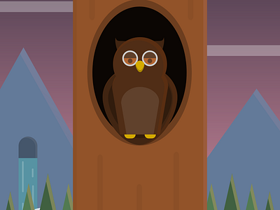 Owling around animal color flatart inkscape owl trees vector