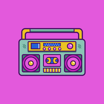 Boombox- tell me how to improve it boombox color design flatart illustration retro vector