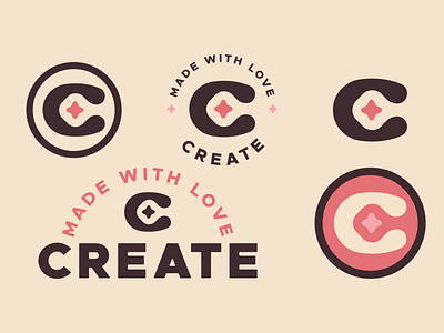 Create brand brand elements brand identity brand identity design branding create creator exploration icon identity logo logo lockup logo variations made with love monogram pink pink logo sparkle star symbol